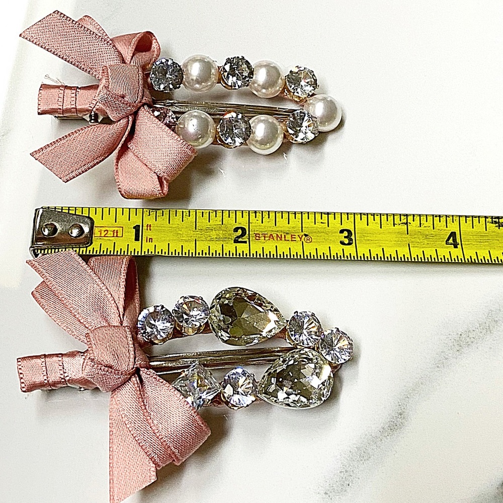 Just In🎉2pcs Handmade Ribbon Rhinestone Hairpins - Picture 4 of 6